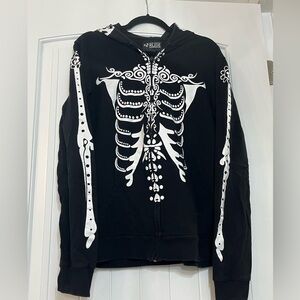Day of the dead skeleton sweatshirt full zip medium